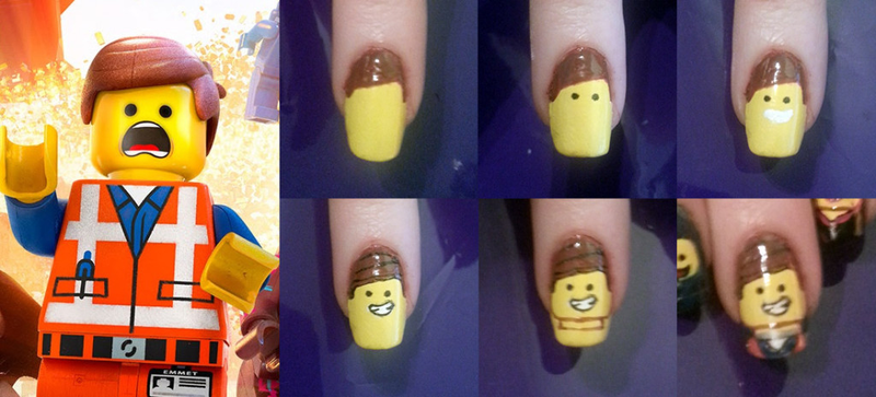 Illustration for article titled DIY: The LEGO Movie nail art